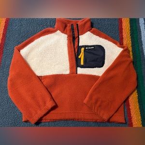 Columbia Sportswear Women’s Sherpa Pullover Fleece Jacket in Orange & Cream